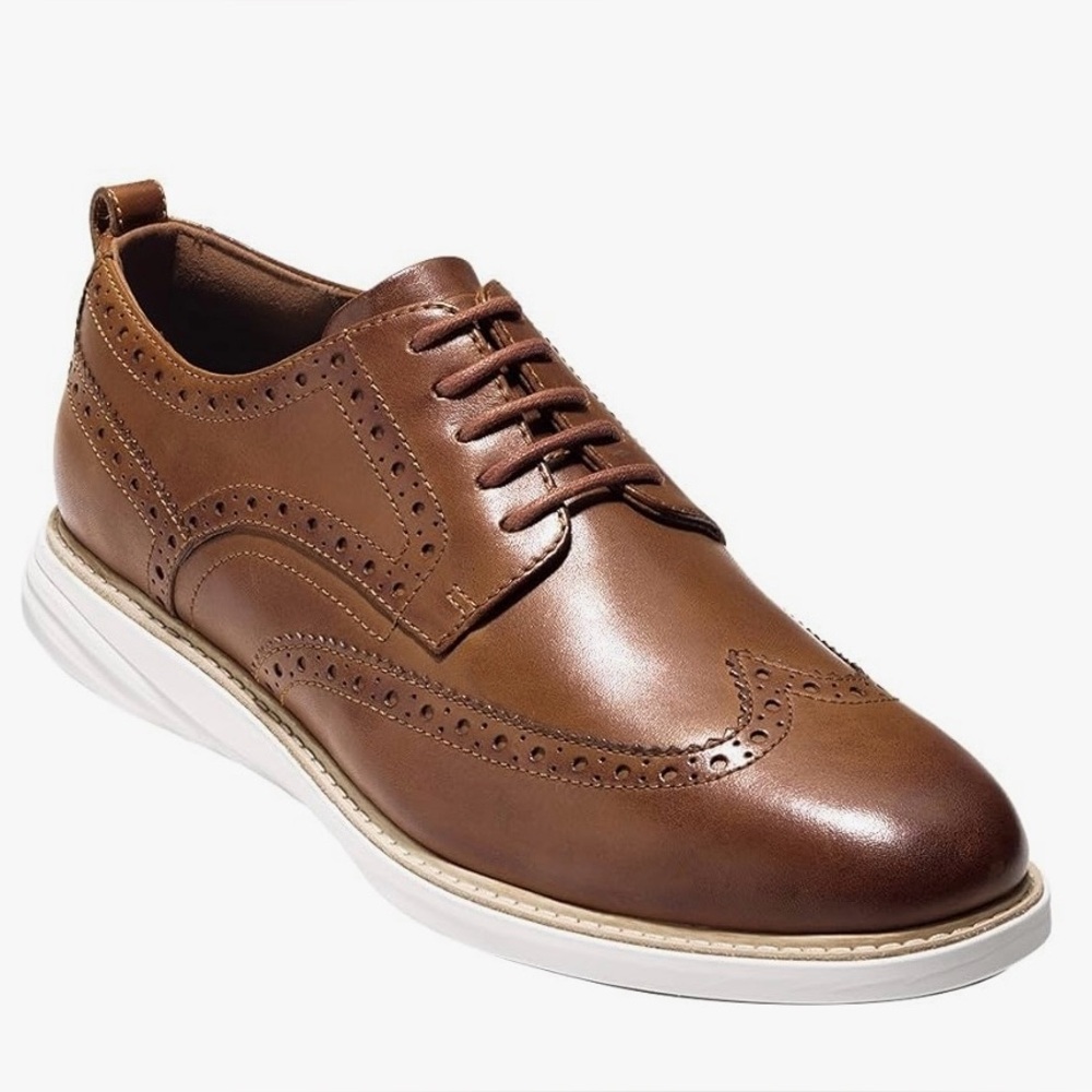 Men's Cole Haan Grand Evolution Shortwing Oxford British Tan/Ivory Sz 10 C26930 - Picture 1 of 7